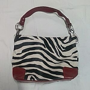 Zebra Print Red Handle Women's Bag